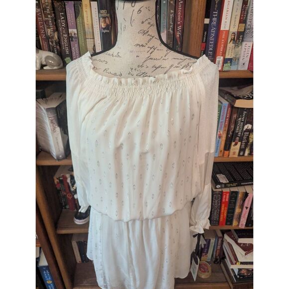 New Hale Bob Women's Size XS White Ivory Open Back Signature Mini Dress Silk - Picture 3 of 12